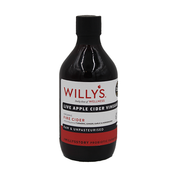 Willy's Organic Live Apple Cider Vinegar Fire Cider 500ml - Tuffins Supermarket Willy's ACV Miscellaneous