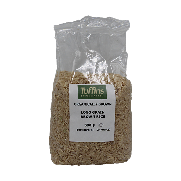 Tuffins Organic Long Grain Brown Rice 500g - Tuffins Supermarket Mintons Good Food Cooking & Baking Ingredients