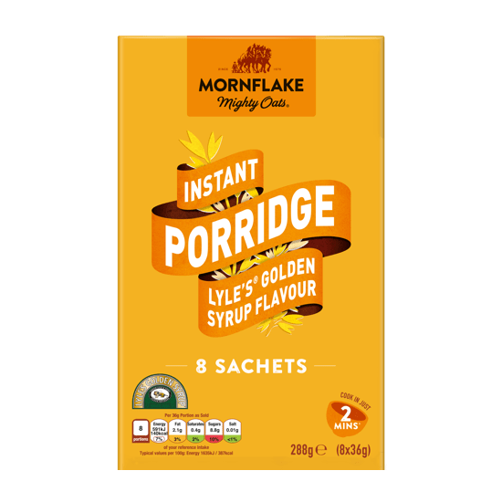 Mornflake Instant Porridge Golden Syrup Flavour 8 Sachets (8x36g) - Tuffins Supermarket Mornflake Cereal
