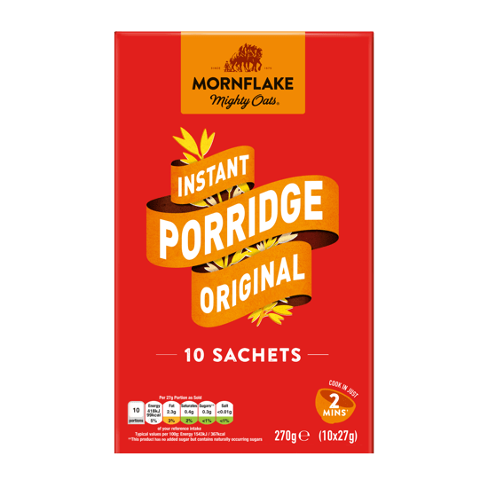 Mornflake Instant Porridge Original 10 Sachets (10x27g) - Tuffins Supermarket Mornflake Cereal